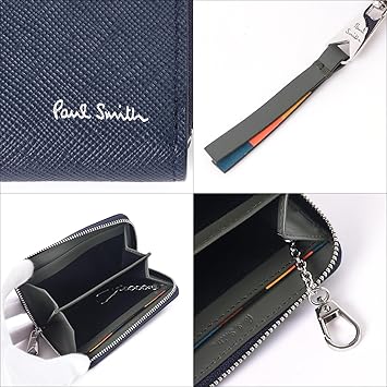 ポールスミス ブライトストライププラー カード&コインケース ネイビー Paul Smith｜ブライトストライププラー カード&コインケース